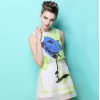 TE2566HY  Europe fashion chiffon print sleeveless dress