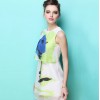 TE2566HY Europe fashion chiffon print sleeveless dress