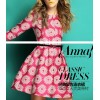 TE2586HY Europe fashion three quarter sleeve embroidery a-line dress rose