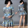 TE2591HY European fashion lattice flowers print long sleeve tops with pantskirt