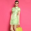 TE2605HY European fashion vintage temperament empire waist embroidery slim dress