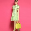 TE2605HY European fashion vintage temperament empire waist embroidery slim dress