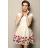 TE2606HY European fashion embroidery organza slim dress