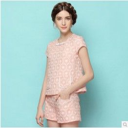 TE3326CMN Debutant jacquard weave tops and shorts suit