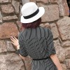 TE6012 Temperament shoulder pad stripes buttons maxi dress