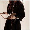 TE8328YFSS Stand collar loose long woolen coat