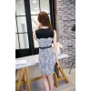 TE9068WMSS Europe fashion lace splicing sleeveless dress black