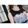 TE9068WMSS  Europe fashion lace splicing sleeveless dress black