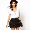 TE010HES Europe fashion PU tassel tight hip skirt