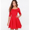 TE018HES Europe fashion sexy petals neckline half sleeve dress