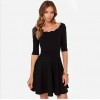 TE018HES Europe fashion sexy petals neckline half sleeve dress