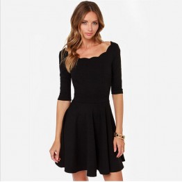 TE018HES Europe fashion sexy petals neckline half sleeve dress