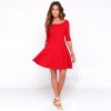 TE018HES Europe fashion sexy petals neckline half sleeve dress