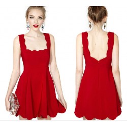 TE019HES Europe fashion sexy petals sleeveless dress