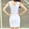 TE019SDHS Summer new style pure color model irregular sleeveless dress