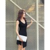 TE019SDHS Summer new style pure color model irregular sleeveless dress