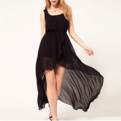 TE022HES Europe fashion irregular hem elegant chiffon dress