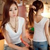 TE027BKZC China Wholesale Korean Fashion Simple V-neck Casual T-shirt