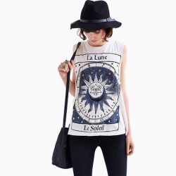 TE050HES Europe fashion print sleeveless T-shirt