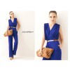 TE052HES Europe fashion deep v-neck sleeveless jumpsuit