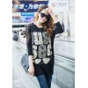 TE10022TT Letters Printing Lace Shoulder Large Size T-shirt