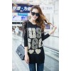 TE10022TT Letters Printing Lace Shoulder Large Size T-shirt