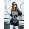 TE10023TT Korean Style Skull Printing Hollow out Shoulder Large Size T-shirt