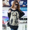 TE10025TT Portrait Printing Lace Shoulder Large Size T-shirt