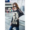 TE10025TT Portrait Printing Lace Shoulder Large Size T-shirt