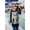 TE10025TT Portrait Printing Lace Shoulder Large Size T-shirt