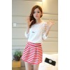 TE1010 Organza stripes splicing chiffon shirt