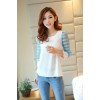 TE1010 Organza stripes splicing chiffon shirt