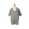 TE1016GJWL Lacing back v-neck loose checks blouse