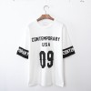 TE1075 New style splicing letter print loose long T-shirt