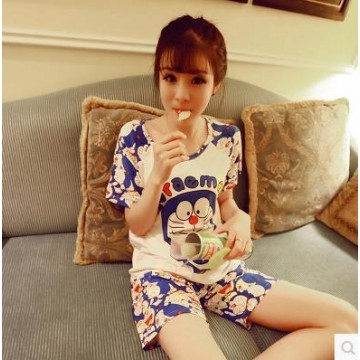 TE1134DD Doraemon cartoon print short sleeve t-shirt with short pajamas