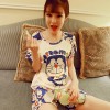 TE1134DD Doraemon cartoon print short sleeve t-shirt with short pajamas