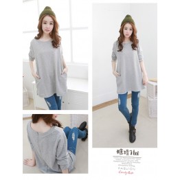 TE1158TG Korean fashion casual dot splicing long sleeve t-shirt