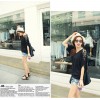 TE1238 Korean loose lace shoulder batwing sleeve T-shirt