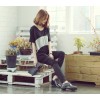 TE1251 Korean fashion loose batwing long t-shirt