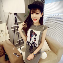 TE2501 Europe fashion beauty portrait T-shirt with slim lacing skirt