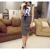 TE2501 Europe fashion beauty portrait T-shirt with slim lacing skirt