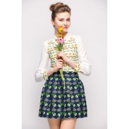 TE2601NS Embroidery doll collar long sleeve shirt