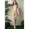 TE2606NS Europe fashion chiffon print casual tops with shorts two pieces suit