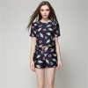 TE2608NS Europe fashion print slim tops with shorts two pieces suit