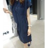 TE2612 Korean fashion pure color lacing slim wait temperament dress