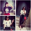 TE2635MZY Europe fashion joker dot chiffon T-shirt