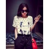 TE2635MZY Europe fashion joker dot chiffon T-shirt