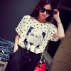 TE2635MZY Europe fashion joker dot chiffon T-shirt