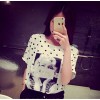 TE2635MZY Europe fashion joker dot chiffon T-shirt