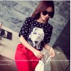 TE2635MZY Europe fashion joker dot chiffon T-shirt